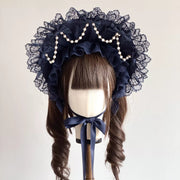 Sea of Dreams Lolita Bonnet Set – Navy, Customizable