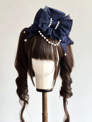 Sea of Dreams Lolita Bonnet Set – Navy, Customizable