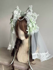 Lily of the Valley Bow KC Headband & Veil