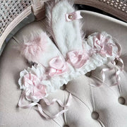 Plush Bunny Ear Headband — Imported Ribbon Polka Dot Bow