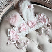 Plush Bunny Ear Headband — Imported Ribbon Polka Dot Bow