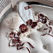 Plush Bunny Ear Headband — Imported Ribbon Polka Dot Bow