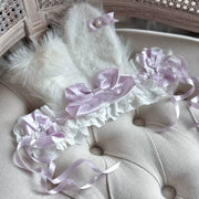 Plush Bunny Ear Headband — Imported Ribbon Polka Dot Bow