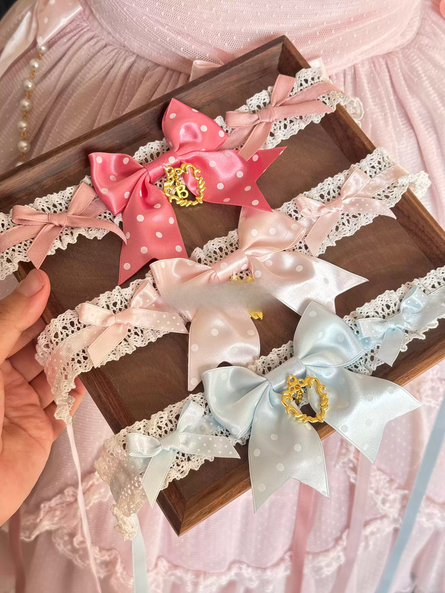Bunny Bow Polka Dot Choker Necklace