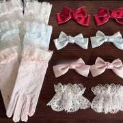 Christmas Color-Block Gloves with Bow