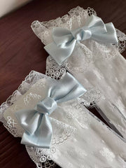 Christmas Color-Block Gloves with Bow