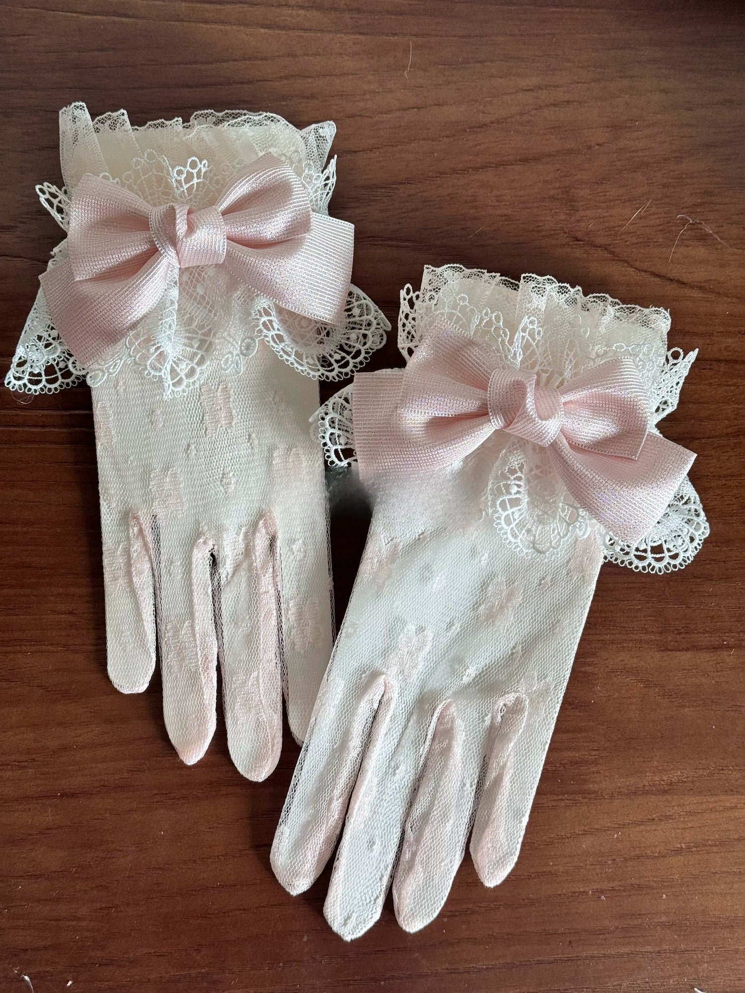 Christmas Color-Block Gloves with Bow