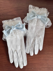 Christmas Color-Block Gloves with Bow
