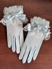 Christmas Color-Block Gloves with Bow