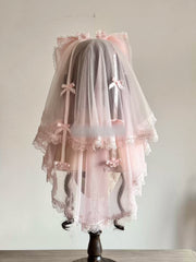 Cherry Blossom Confession Lolita Bow Veil – 2-Way Style