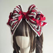 Laura's Doll Bunny Ear Bonnet, KC & Sleeves — Red Plaid