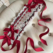 Laura's Doll Bunny Ear Bonnet, KC & Sleeves — Red Plaid