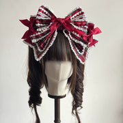 Laura's Doll Bunny Ear Bonnet, KC & Sleeves — Red Plaid