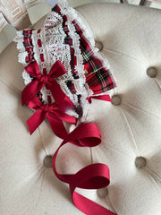 Laura's Doll Bunny Ear Bonnet, KC & Sleeves — Red Plaid