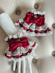 Laura's Doll Bunny Ear Bonnet, KC & Sleeves — Red Plaid