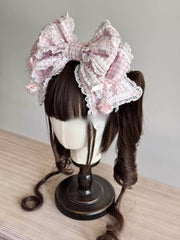 Strawberry Momo Party Plaid Bow Lolita KC Headband