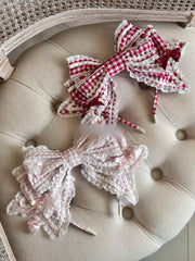 Strawberry Momo Party Plaid Bow Lolita KC Headband