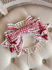 Strawberry Momo Party Plaid Bow Lolita KC Headband