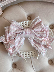 Strawberry Momo Party Plaid Bow Lolita KC Headband