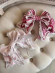 Strawberry Momo Party Plaid Bow Lolita KC Headband