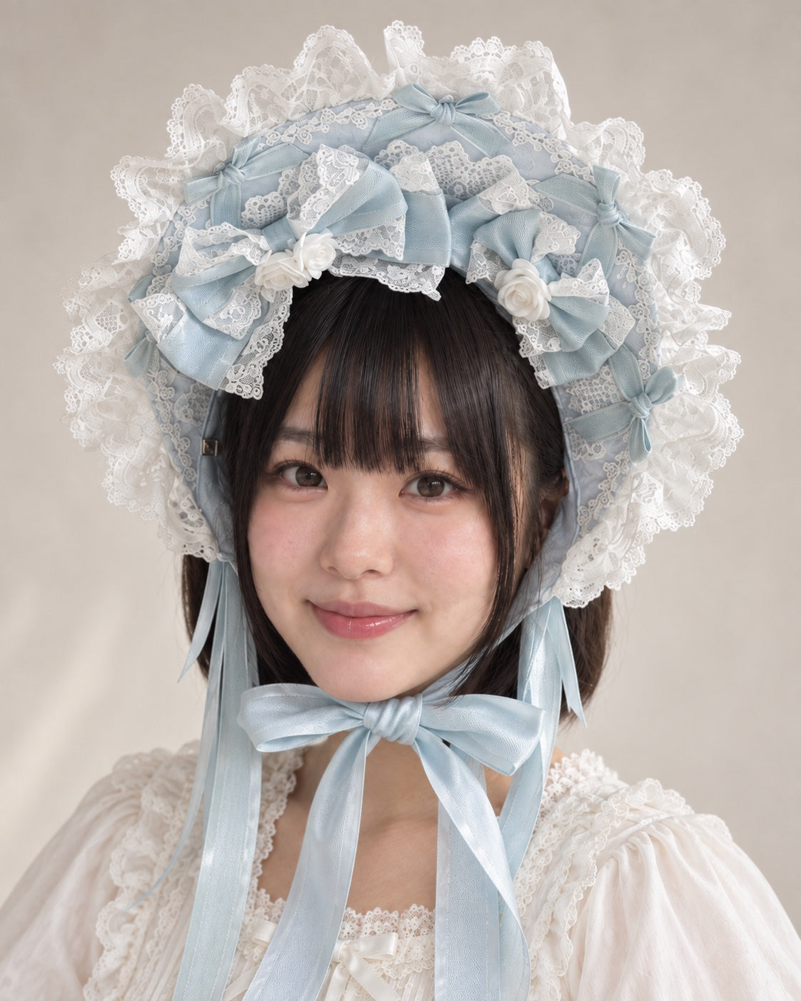 Christmas Bridal Blue Bonnet worn by Bowlita Model 02