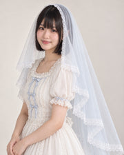 Cherry Blossom Confession standalone blue long veil — model view