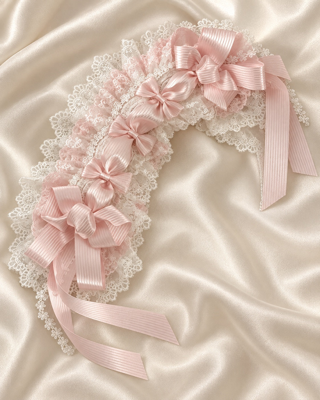 Cherry Blossom Confession variant: pink lace Lolita bow headband