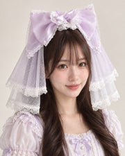 Cherry Blossom Confession purple bow and purple veil — model view