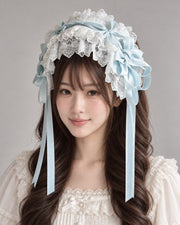 Christmas Bridal Blue Hairband worn by Bowlita Model 01