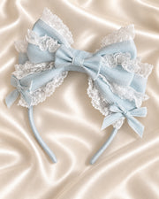 Christmas Bridal variant: ice blue lace Lolita KC headband with oversized bow