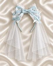 Christmas Bridal blue Lolita KC headband with white lace veil