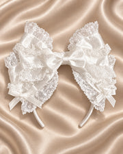 Christmas Bridal white Lolita KC headband with layered lace bows