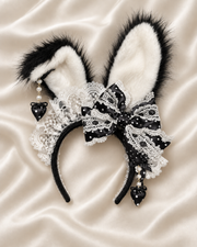 Polka Dot Bunny Lolita KC headband – Black