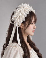 Christmas Bridal White Hairband worn by Bowlita model